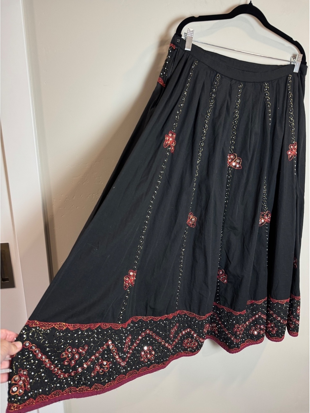 ASHRO Heavyweight Cotton BOHO Maxi Skirt Large *Fits 14/16 WHIMSIGOTH